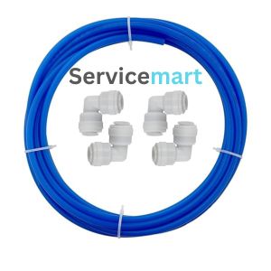 servicemart RO Water Filter Accessories – 10 Meter Blue RO Pipe 1/4 Inch with 4 Elbow Connectors 1/4" x 1/4" | Compatible with RO UV UF Water Purifier | Food Grade Pipe